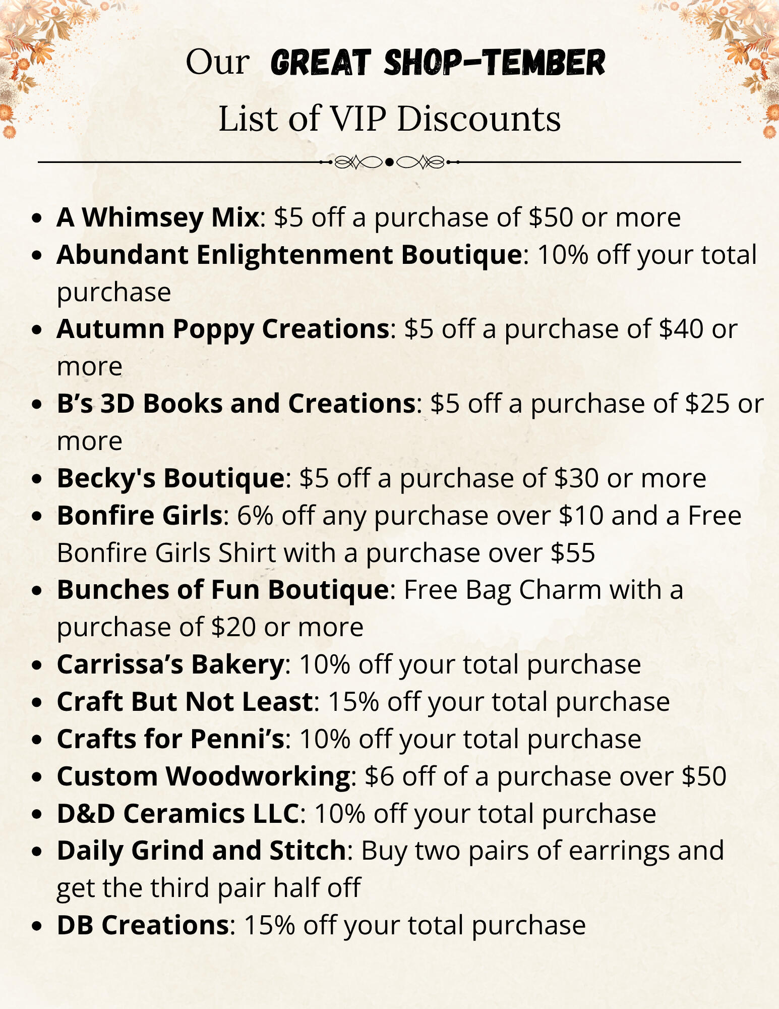Great Shop-tember VIP Discounts