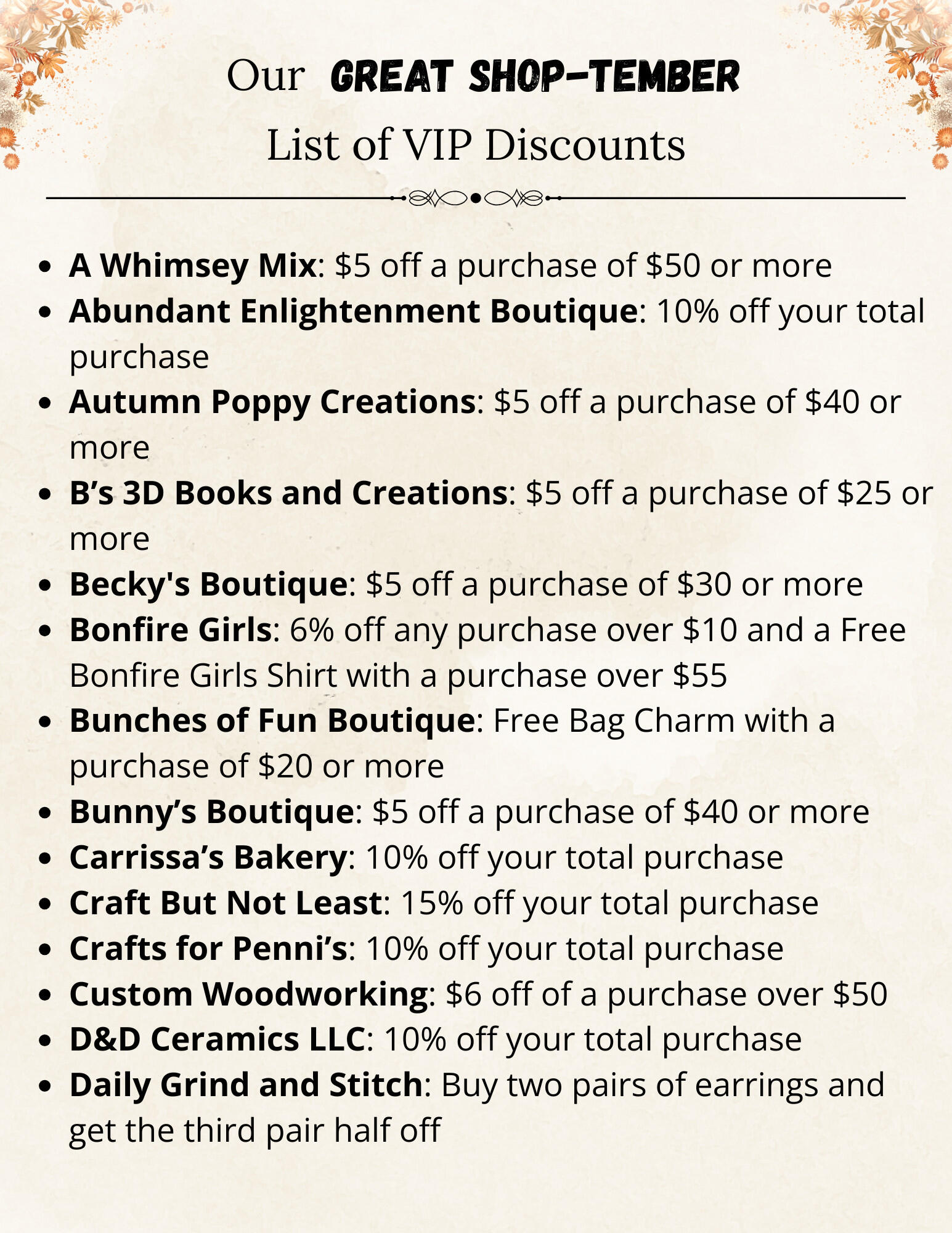 Great Shop-tember VIP Discounts